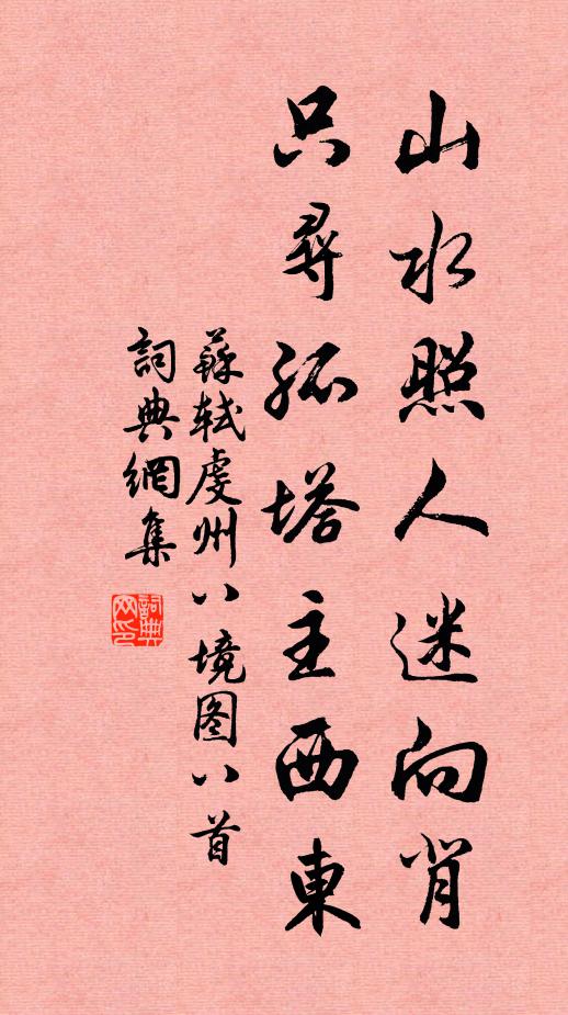 苏轼山水照人迷向背，只寻孤塔主西东书法作品欣赏