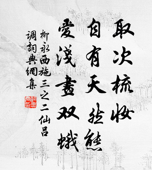 柳永取次梳妆，自有天然态，爱浅画双蛾书法作品欣赏