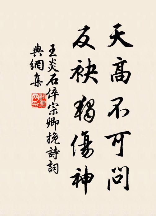王炎天高不可问，反袂独伤神书法作品欣赏