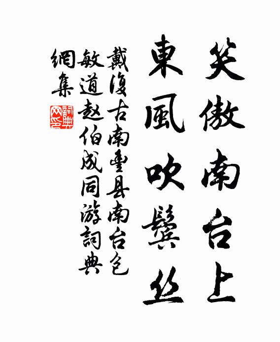 戴复古笑傲南台上，东风吹鬓丝书法作品欣赏