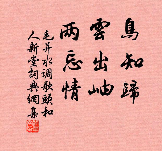 毛并鸟知归，云出岫，两忘情书法作品欣赏