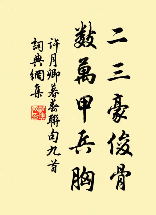 许月卿二三豪俊骨，数万甲兵胸书法作品欣赏