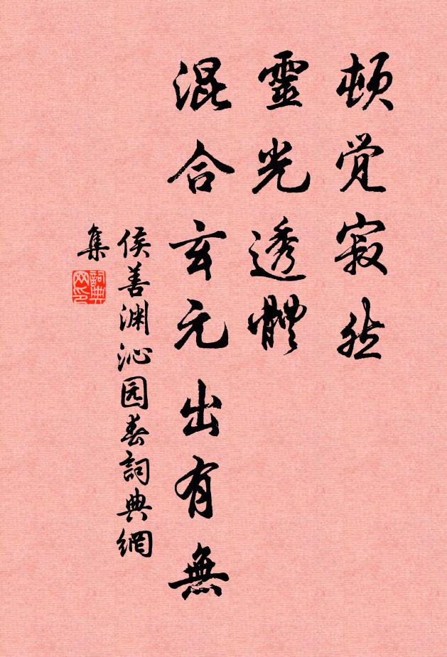 侯善渊顿觉寂然，灵光透体，混合玄元出有无书法作品欣赏
