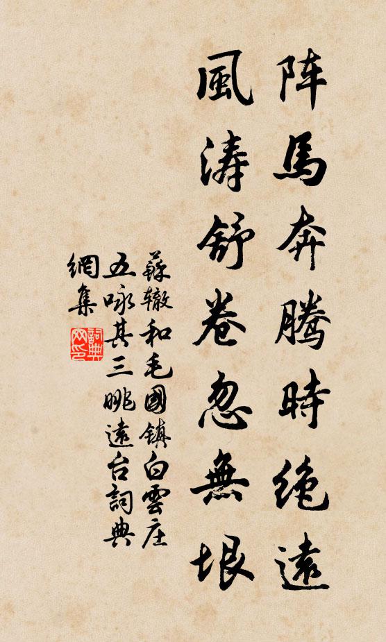 苏辙阵马奔腾时绝远，风涛舒卷忽无垠书法作品欣赏