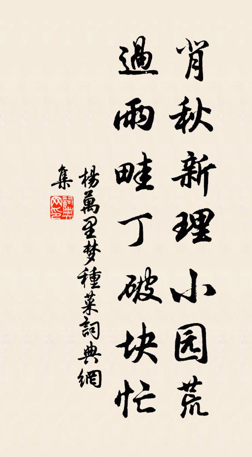 杨万里背秋新理小园荒，过雨畦丁破块忙书法作品欣赏
