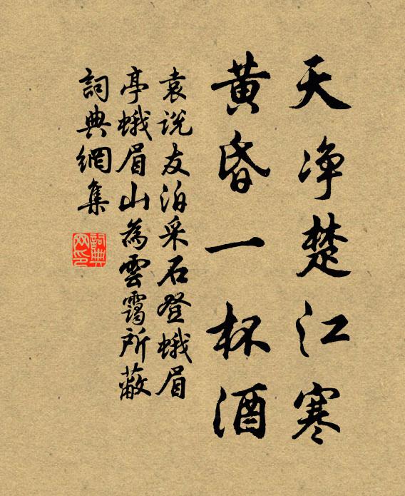 袁说友天净楚江寒，黄昏一杯酒书法作品欣赏