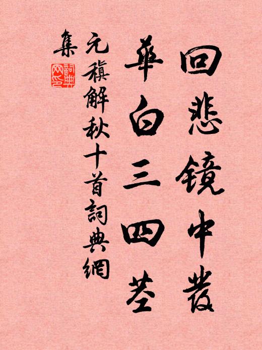 元稹回悲镜中发,华白三四茎书法作品欣赏