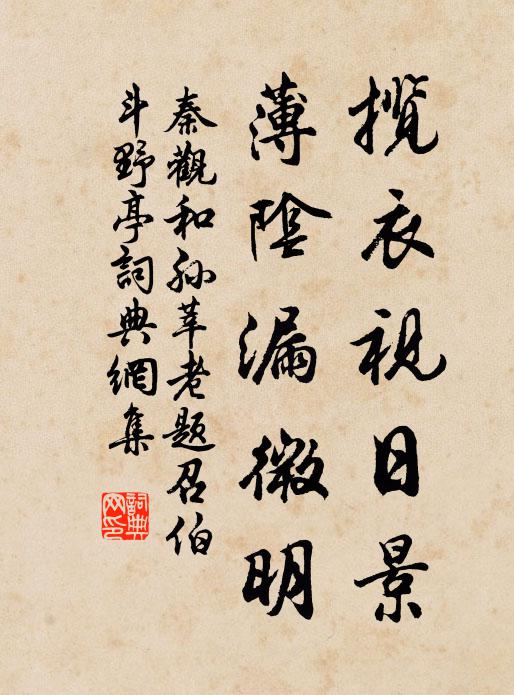 秦观揽衣视日景，薄阴漏微明书法作品欣赏