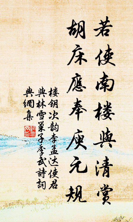 楼钥若使南楼与清赏，胡床应奉庾元规书法作品欣赏