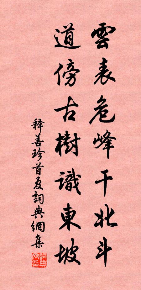释善珍云表危峰干北斗，道傍古树识东坡书法作品欣赏