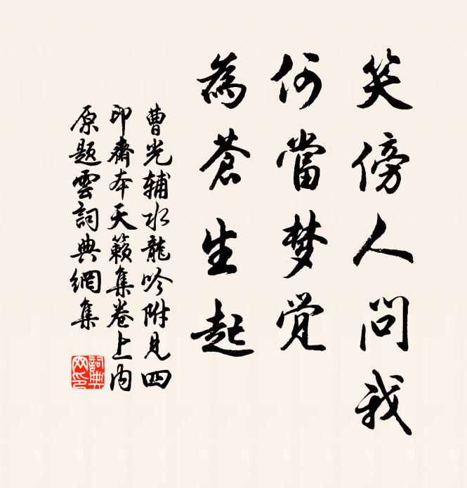 曹光辅笑傍人问我，何当梦觉，为苍生起书法作品欣赏