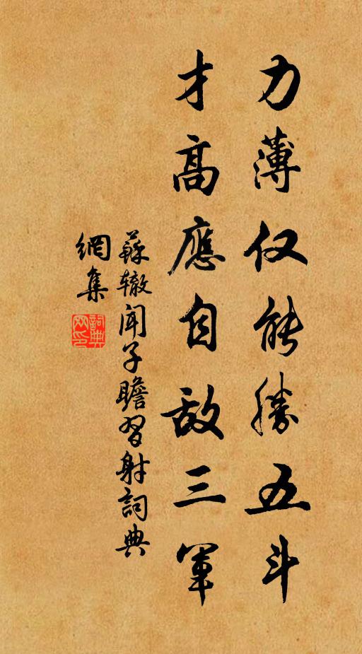 苏辙力薄仅能胜五斗，才高应自敌三军书法作品欣赏