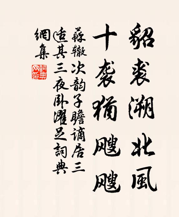 苏辙貂裘溯北风，十袭犹飕飕书法作品欣赏