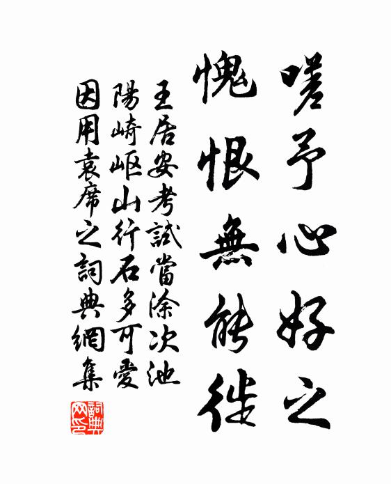 王居安嗟予心好之，愧恨无能徙书法作品欣赏