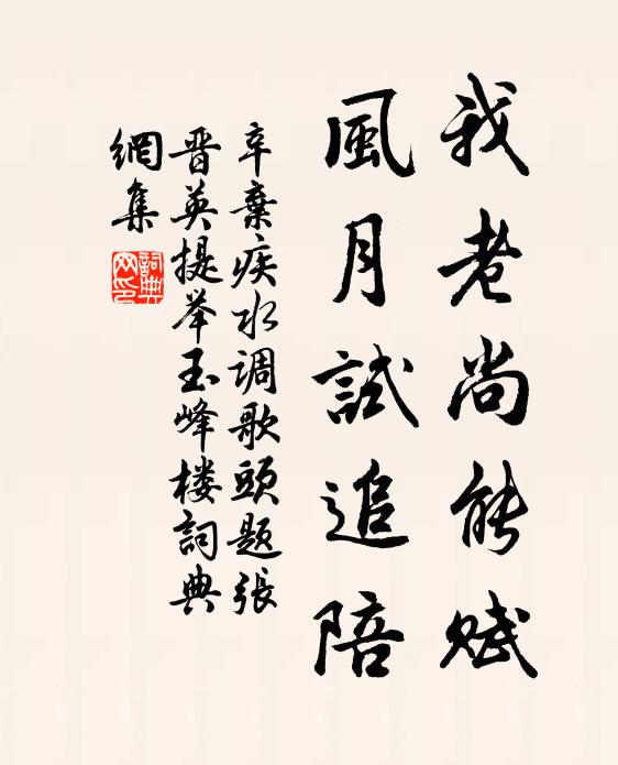 辛弃疾我老尚能赋，风月试追陪书法作品欣赏
