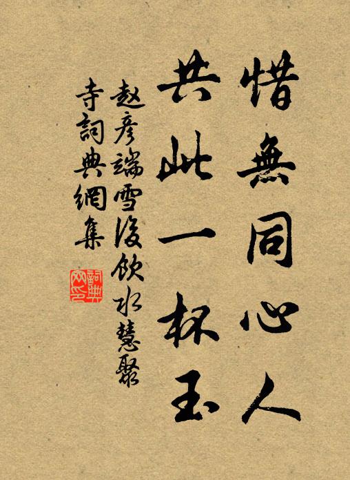 赵彦端惜无同心人，共此一杯玉书法作品欣赏