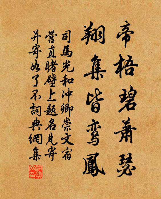 司马光帝梧碧萧瑟，翔集皆鸾凤书法作品欣赏