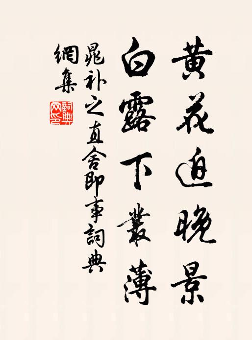 晁补之黄花迫晚景，白露下丛薄书法作品欣赏