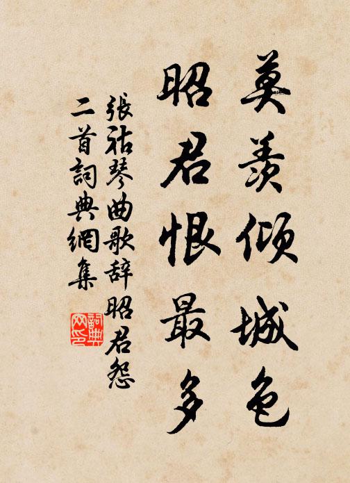 张祜莫羡倾城色，昭君恨最多书法作品欣赏
