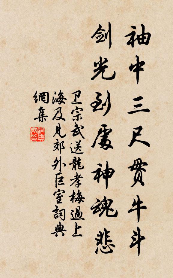 卫宗武袖中三尺贯牛斗，剑光到处神魂悲书法作品欣赏