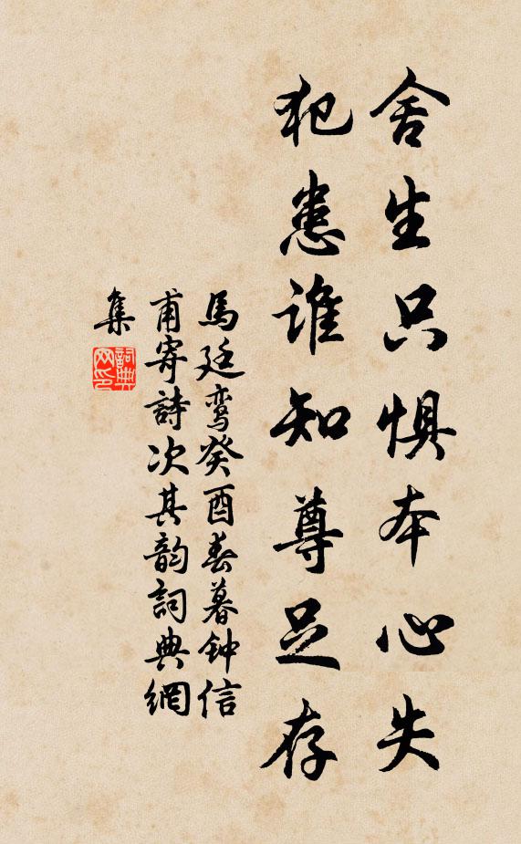 马廷鸾舍生只惧本心失，犯患谁知尊足存书法作品欣赏
