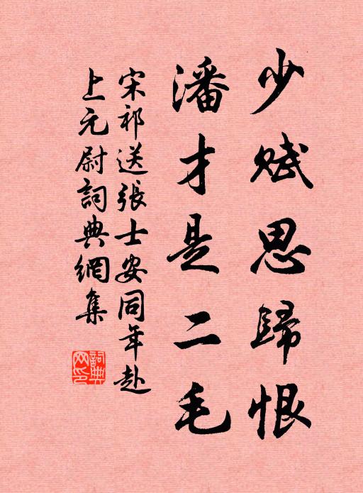 宋祁少赋思归恨，潘才是二毛书法作品欣赏
