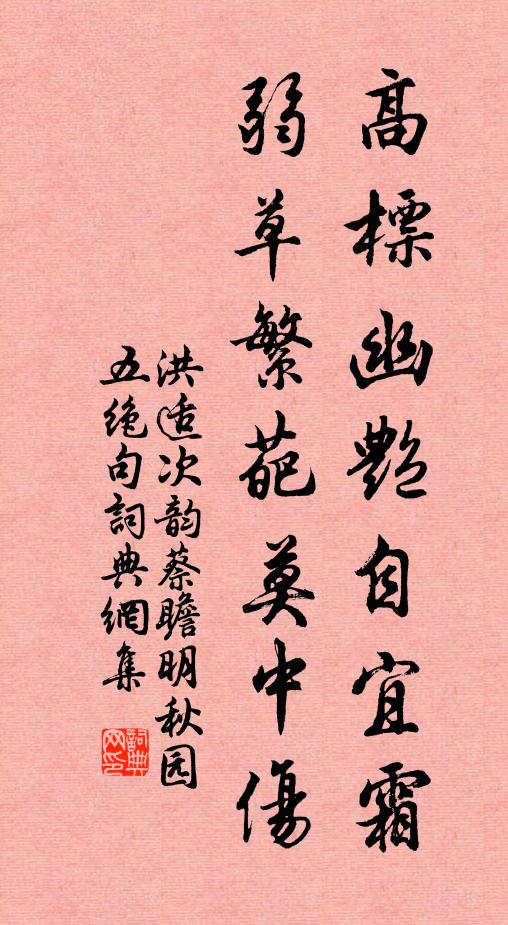 洪适高标幽艳自宜霜，弱草繁葩莫中伤书法作品欣赏