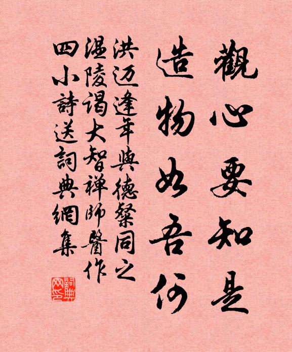 洪迈观心要知是，造物如吾何书法作品欣赏