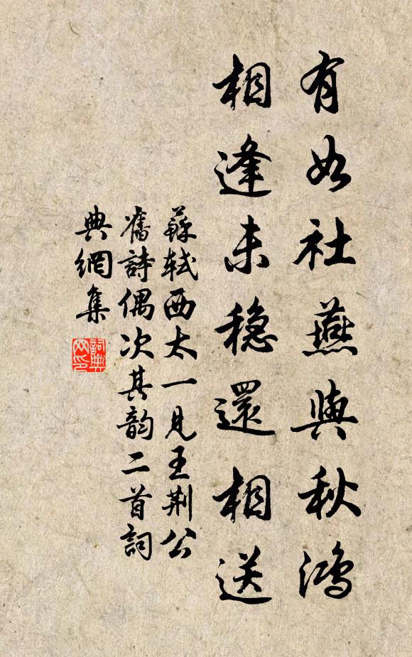 苏轼有如社燕与秋鸿，相逢未稳还相送书法作品欣赏