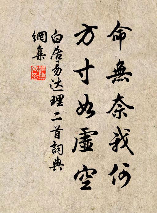 白居易命无奈我何，方寸如虚空书法作品欣赏
