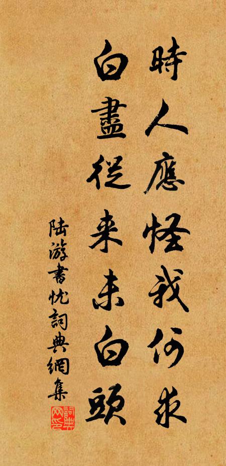 陆游时人应怪我何求，白尽从来未白头书法作品欣赏