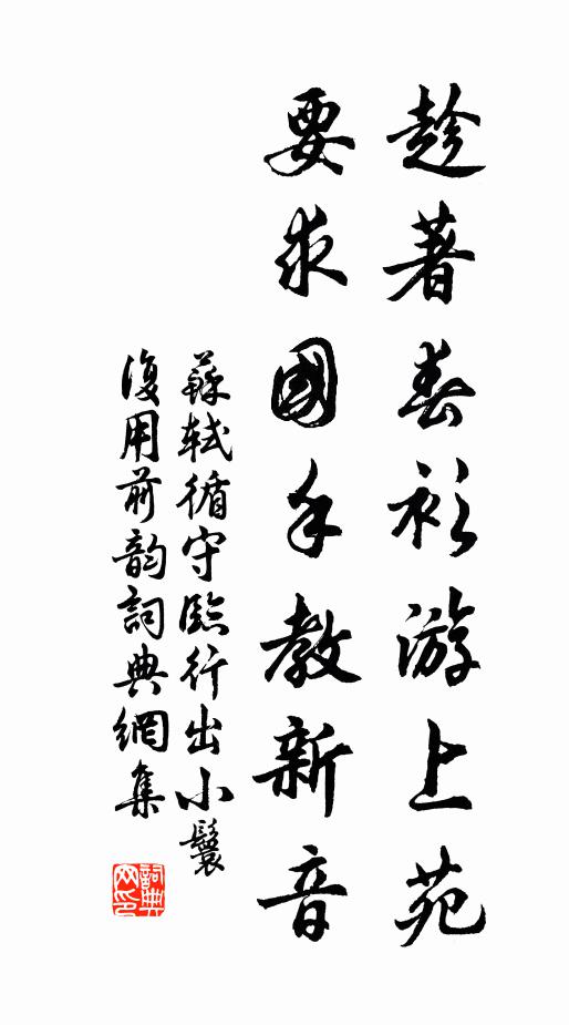 苏轼趁著春衫游上苑，要求国手教新音书法作品欣赏