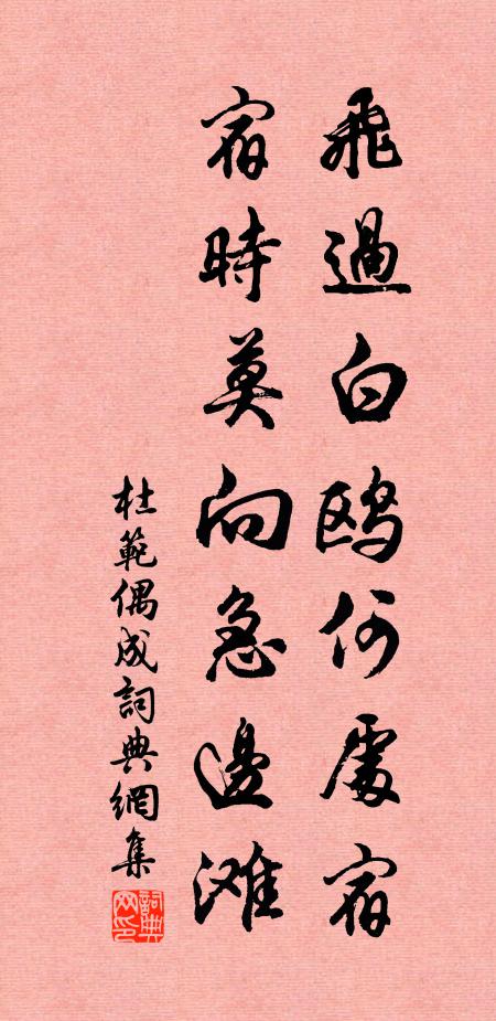 杜范飞过白鸥何处宿，宿时莫向急边滩书法作品欣赏