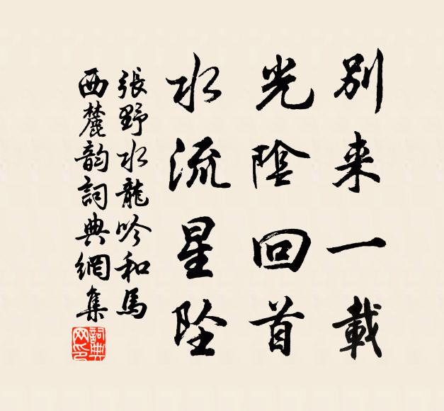 张野别来一载，光阴回首，水流星坠书法作品欣赏