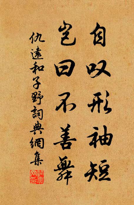 仇远自叹形袖短，岂曰不善舞书法作品欣赏