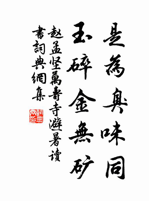 赵孟坚是为臭味同，玉碎金无矿书法作品欣赏