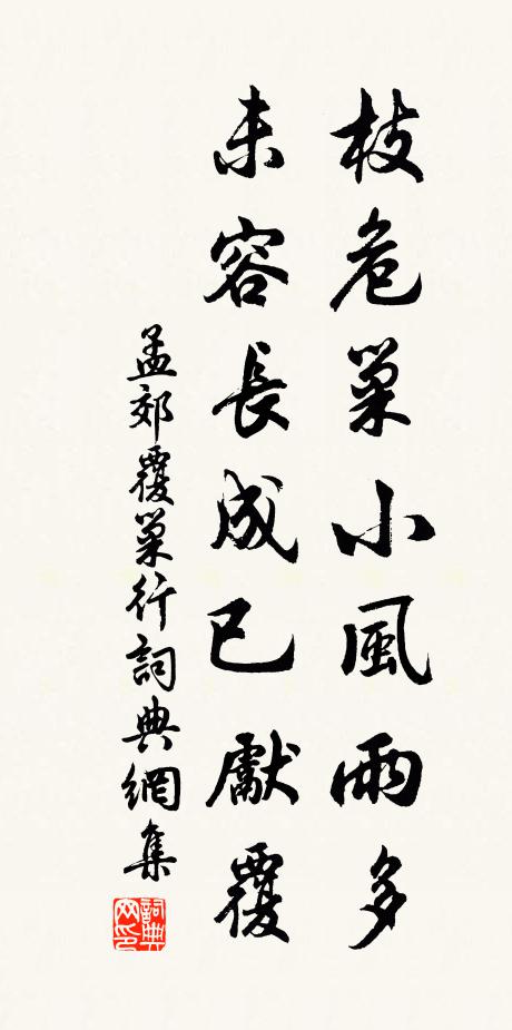 孟郊枝危巢小风雨多，未容长成已先覆书法作品欣赏