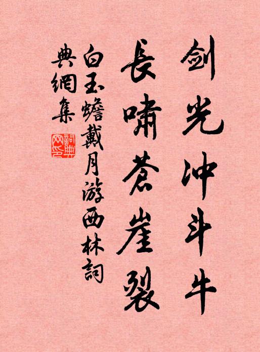白玉蟾剑光冲斗牛，长啸苍崖裂书法作品欣赏