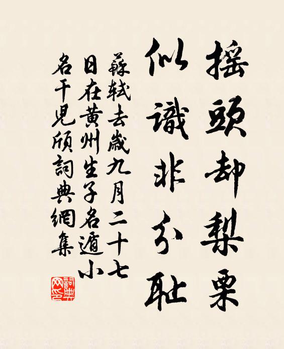 苏轼摇头却梨栗，似识非分耻书法作品欣赏