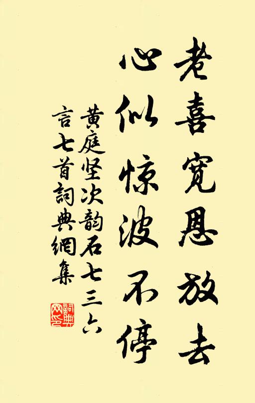 黄庭坚老喜宽恩放去，心似惊波不停书法作品欣赏