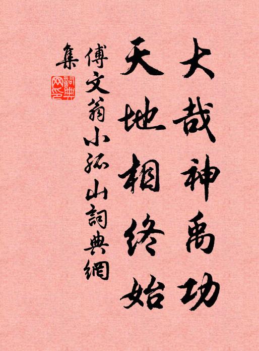傅文翁大哉神禹功，天地相终始书法作品欣赏