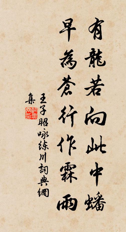 王子昭有龙若向此中蟠，早为苍行作霖雨书法作品欣赏