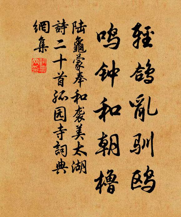 陆龟蒙轻鸽乱驯鸥，鸣钟和朝橹书法作品欣赏
