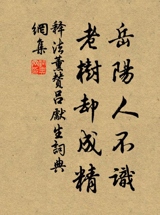 释法薰岳阳人不识，老树却成精书法作品欣赏