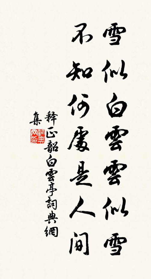 释正韶雪似白云云似雪，不知何处是人间书法作品欣赏