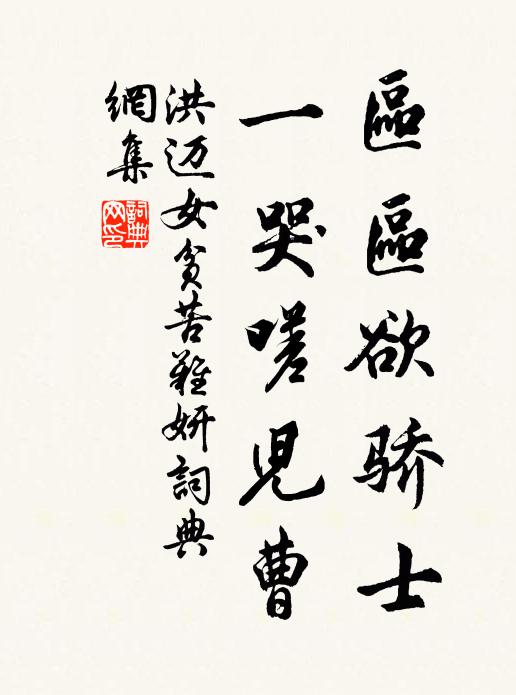 洪迈区区欲骄士，一哭嗟儿曹书法作品欣赏