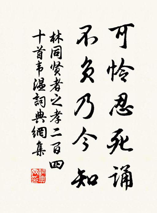 林同可怜忍死诵，不负乃今知书法作品欣赏