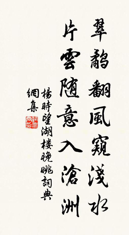 杨时翠鹬翻风窥浅水，片云随意入沧洲书法作品欣赏