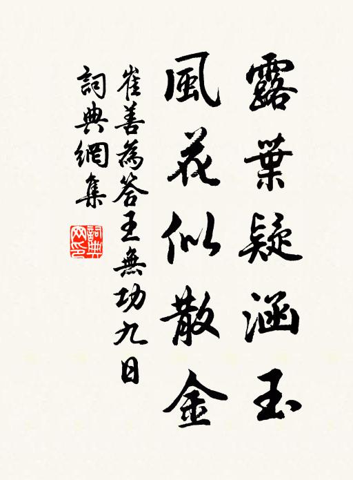 崔善为露叶疑涵玉，风花似散金书法作品欣赏