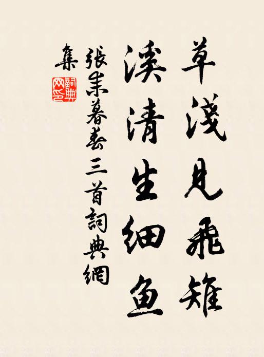 张耒草浅见飞雉，溪清生细鱼书法作品欣赏